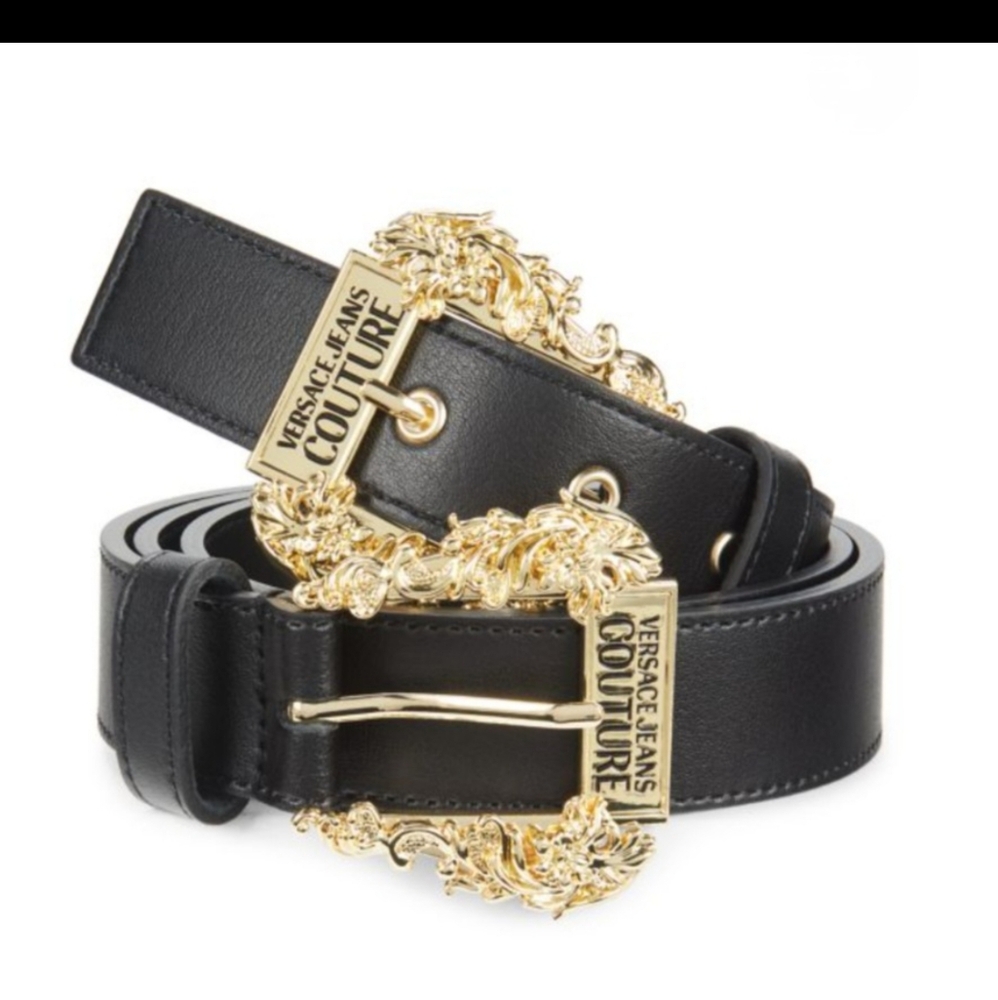 Versace Couture double-buckle leather belt
